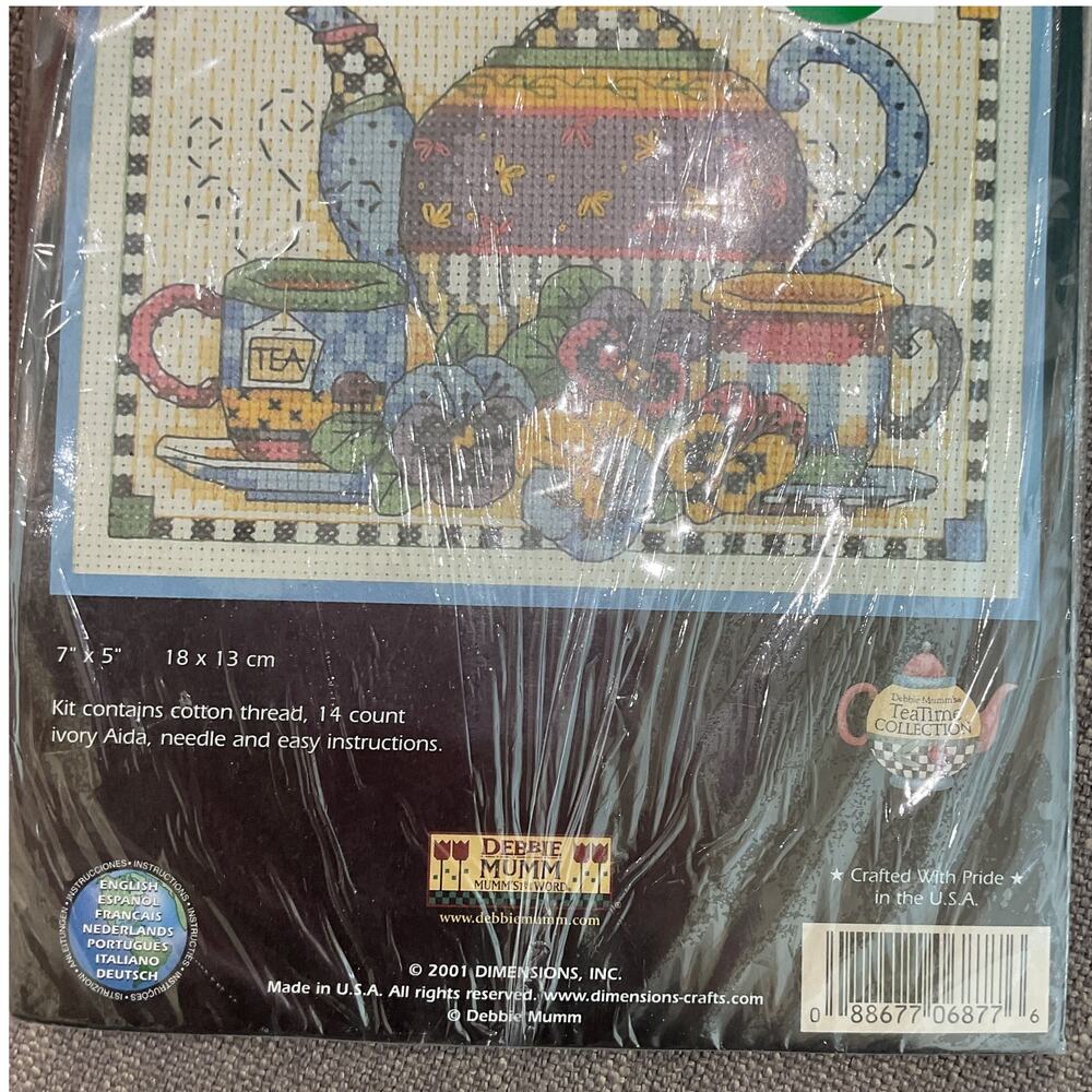 Dimensions Counted Cross Stitch 6877 Teatime Pansies 7 X 5 New - Picture 5 of 7